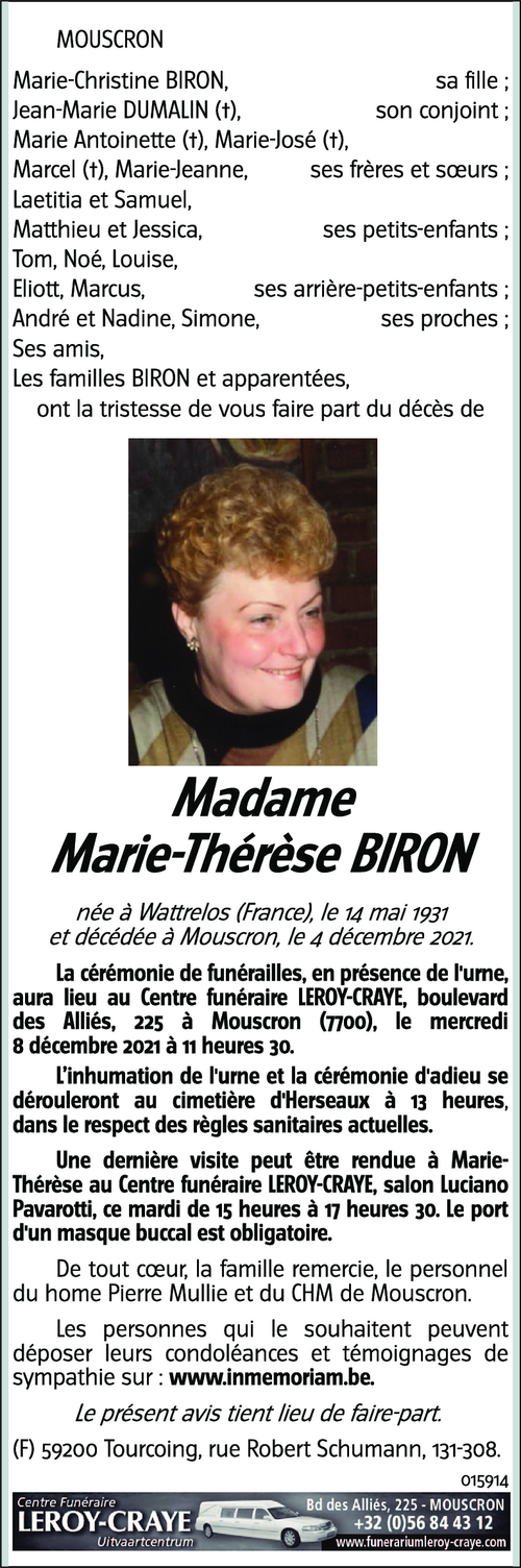 Marie-Thérèse BIRON