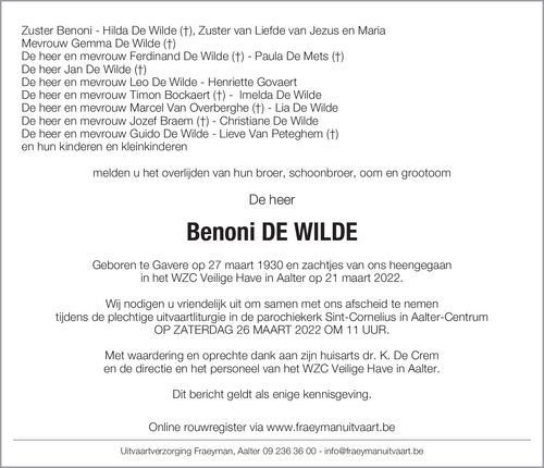 Benoni De Wilde