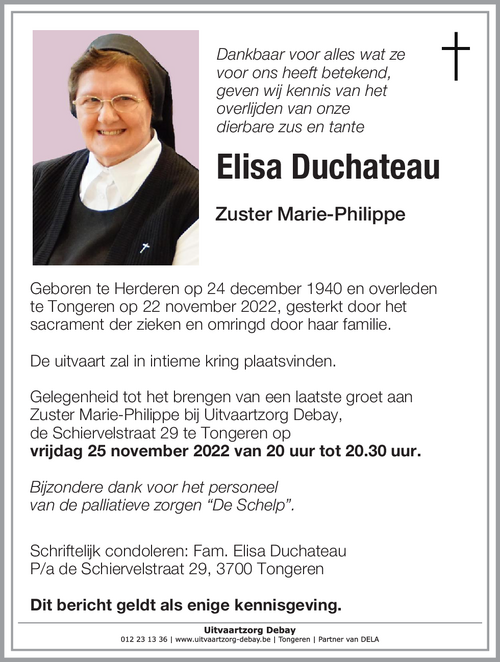 Zuster Elisa Duchateau
