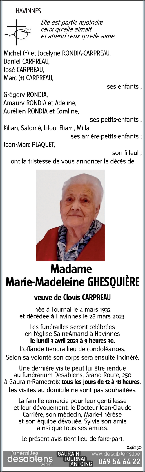 Marie-Madeleine GHESQUIÈRE