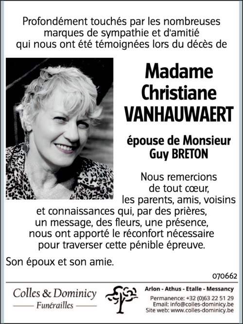 Christiane VANHAUWAERT.